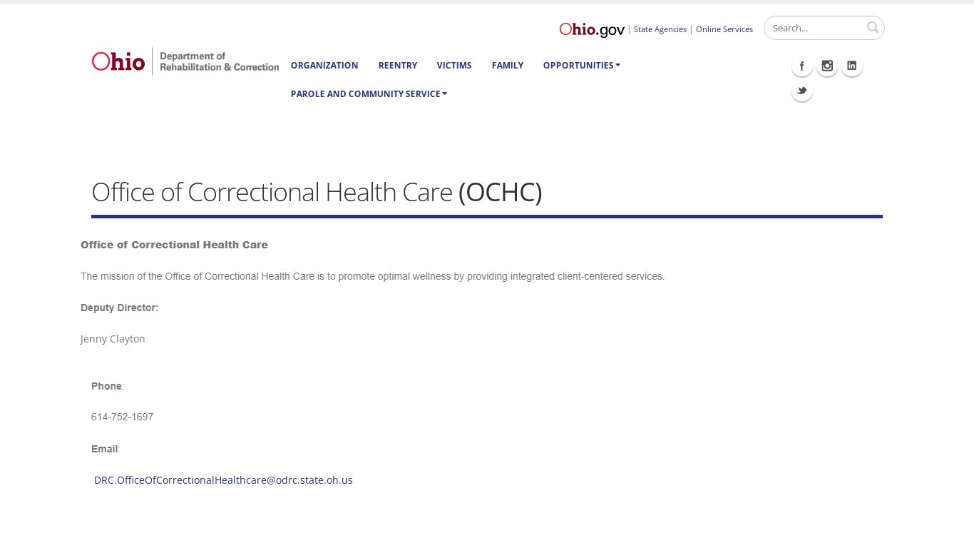 Office of Correctional Health Care (OCHC) - Ohio