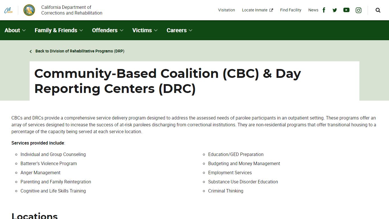 Community‑Based Coalition (CBC) & Day Reporting Centers (DRC)